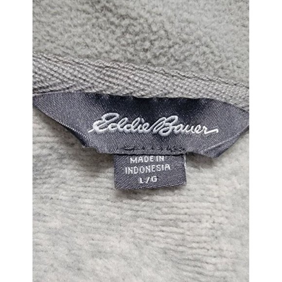 EDDIE BAUER Men’s Large Gray Fleece-Lined Sweater Pullover 1/2‎ Zip Long Sleeve - Picture 5 of 15